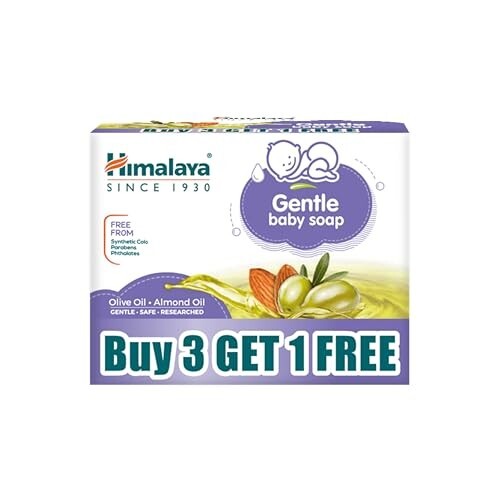 Himalaya Gentle Baby Soap for Newborns | No Post Bath Dryness | B3G1 FREE - 125g | Gentle Cleansing With Phyto-Oil Complex of 100% Natural Oils of Almond & Olive| No. 1 Doctor Recommended Brand