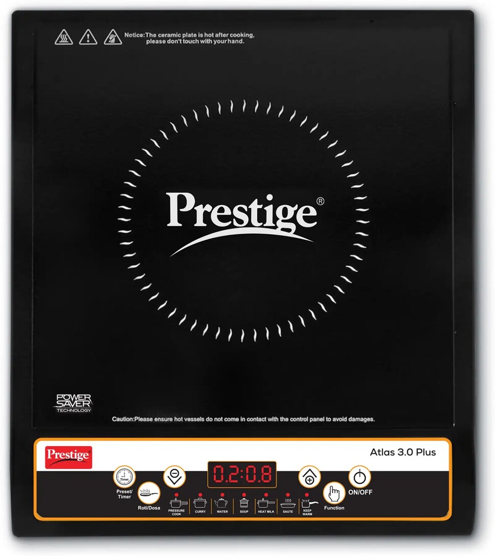 Prestige 1600 W Induction Cooktop Push Button (Black, Atlas 3.0 Plus)