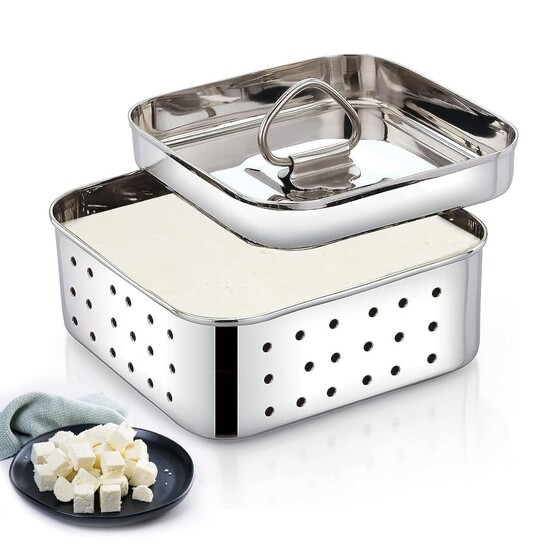 DDecora Stainless Steel Square Paneer Maker Mould Press, 600ml