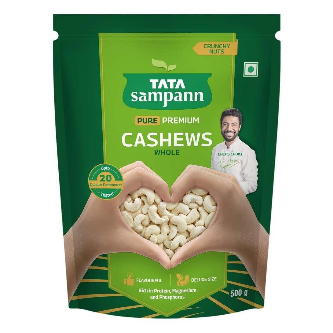 Tata Sampann Pure Cashews Whole, Kaju, 500g (get it at ₹423 effectively) (User Specific)