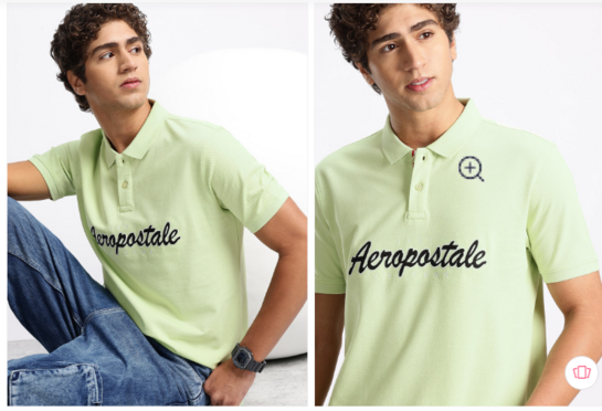 Aeropostale Brand Logo Embroidered Pure Cotton Polo Collar T-shirt
