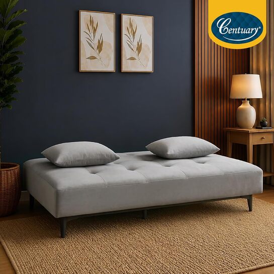 Centuary Sleepables 3-in-1 Convertible Lightweight Sofa, Recliner, Bed with 2 Cushions Grey Mist [Prime rewards + automated coupon + SBI CC]