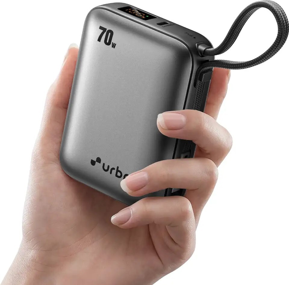 URBN 20000 mAh 70 W Nano Pocket Size Power Bank (Grey, Lithium, Fast Charging, Power Delivery 3.0, Quick Charge 3.0