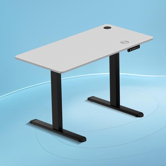 The Sleep Company - AeroPlus Electric Height Adjustable Desk | Ergonomic Work from Home Table | 4 Memory Presets | 2 Years Warranty | 1200 x 600 Thick Top | Free Installation | White & Black