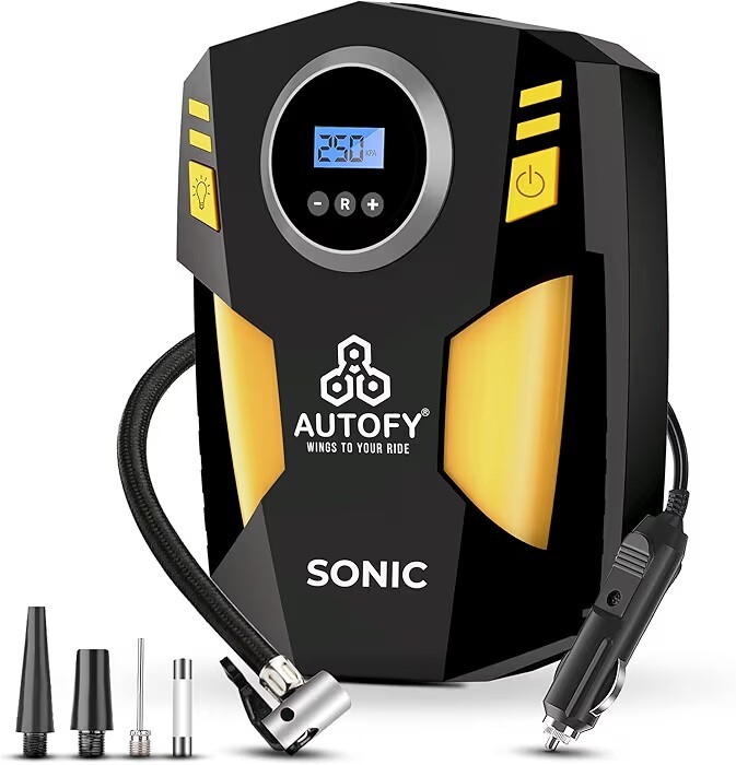 Autofy Sonic Digital Car Tyre Inflator, 150 PSI Portable Air Compressor Pump, Auto Cut-Off