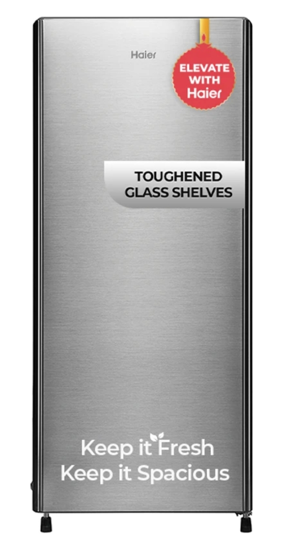 Haier 190 L Direct Cool Single Door 4 Star Refrigerator with Fast Ice Making, Easy Clean Back, Large Vegetable Box (2026 Model) (Brushline Silver, HED-204TDSA-N)