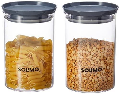 Amazon Brand - Solimo Plastic Storage Container Set, 900 ml, Set of 2, Grey