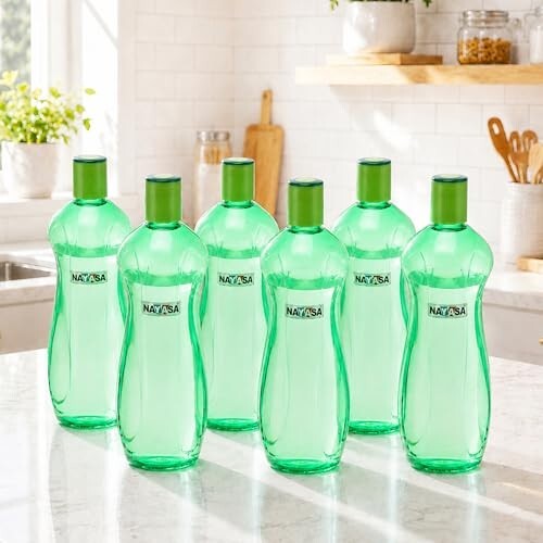 Nayasa Loopy 1000 ML Pet Plastic Fridge Water Bottles Set of 6