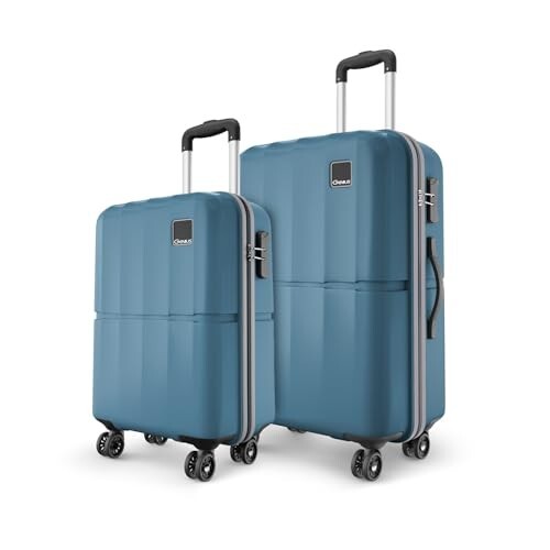 Safari Genius Theo 8 Wheels Set of 2 (Cabin + Medium) Trolley Bags, Hard Case Polycarbonate, 
