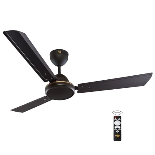 Nippo ZEN Remote Controlled 1200mm BLDC Ceiling Fan | BEE 5 Star | High Air Flow | Low Noise | Power Saving | Ergonomic Design with 3 Year Warranty | Smoky Brown