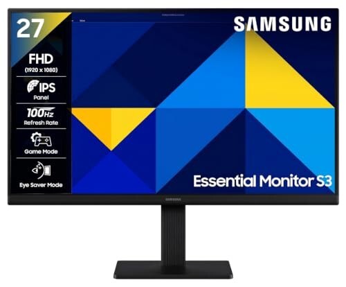 Samsung 27" (68.6 cm) S3 Flat Monitor|Super Slim Borderless Design|IPS Panel