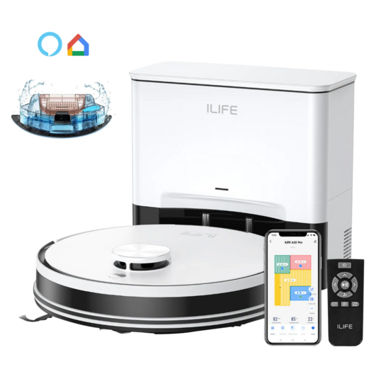 ILIFE A30 Pro Robotic Vacuum Cleaner & Mop with Self-Emptying Station (LiDAR Navigation Technology, White)