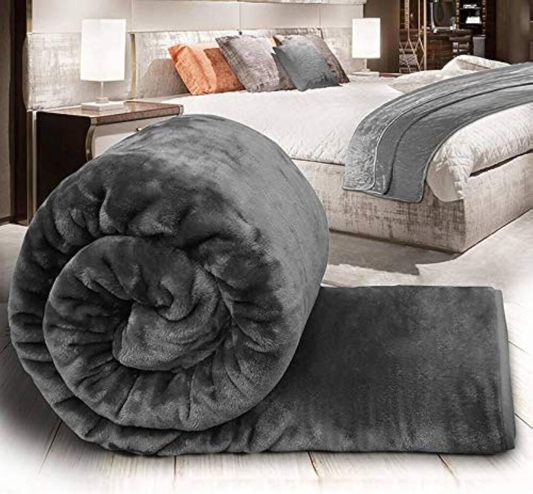 Premium Korean Mink Blanket for Single Bed | Soft Embossed Microfiber Plush Bedding, Warm Cozy Winter Bed Cover (Brown-Single-Bad)