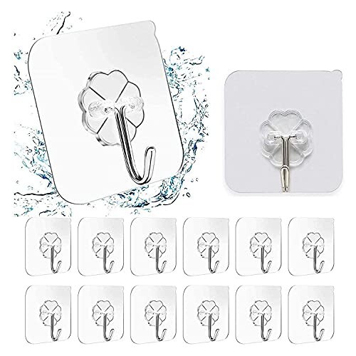 CLICKSY Self Adhesive Wall Hooks – Heavy Duty Nail-Free Hooks for Wall Heavy Items |  (Flower Hook, 10-pcs)