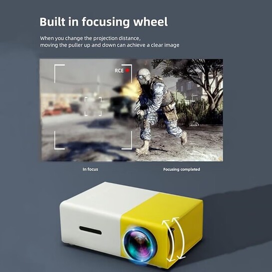 PremiumAV 400LM Mini LED Projector Theater, Yellow | Supports HDMI, USB, AV, SD Card
