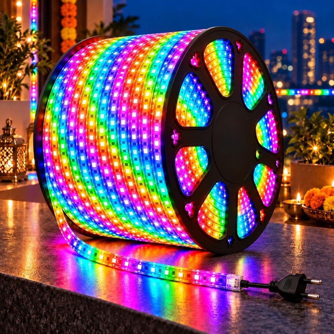 Desidiya LED Rope Light 100 Meter Multicolor | Decorative Lighting for Diwali, Dhanteras & Festive Home Decor | Flexible Tube Light for Shop Front,