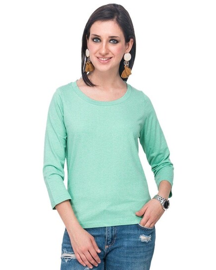 PINACOLADA Maroon Women Round Neck Quarter Sleeve T-Shirt