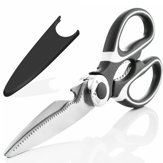 Multi Purpose Kitchen Scissors with Cover,food scissors,Premium Stainless Steel Solid Kitchen Shears for Meat,Seafood,Chicken,Vegetables,Herbs,Bottle Opener for General Use, (PACK OF 1)