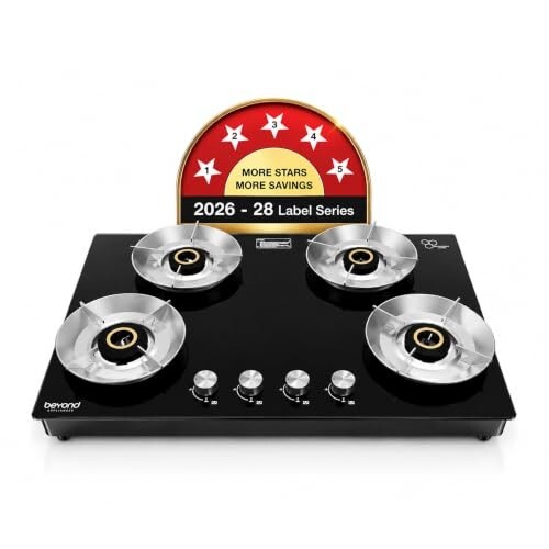 Beyond Appliances Quantum 4 Burner | Gas Saver Stove | 5 Star Energy Rated | LPG & PNG