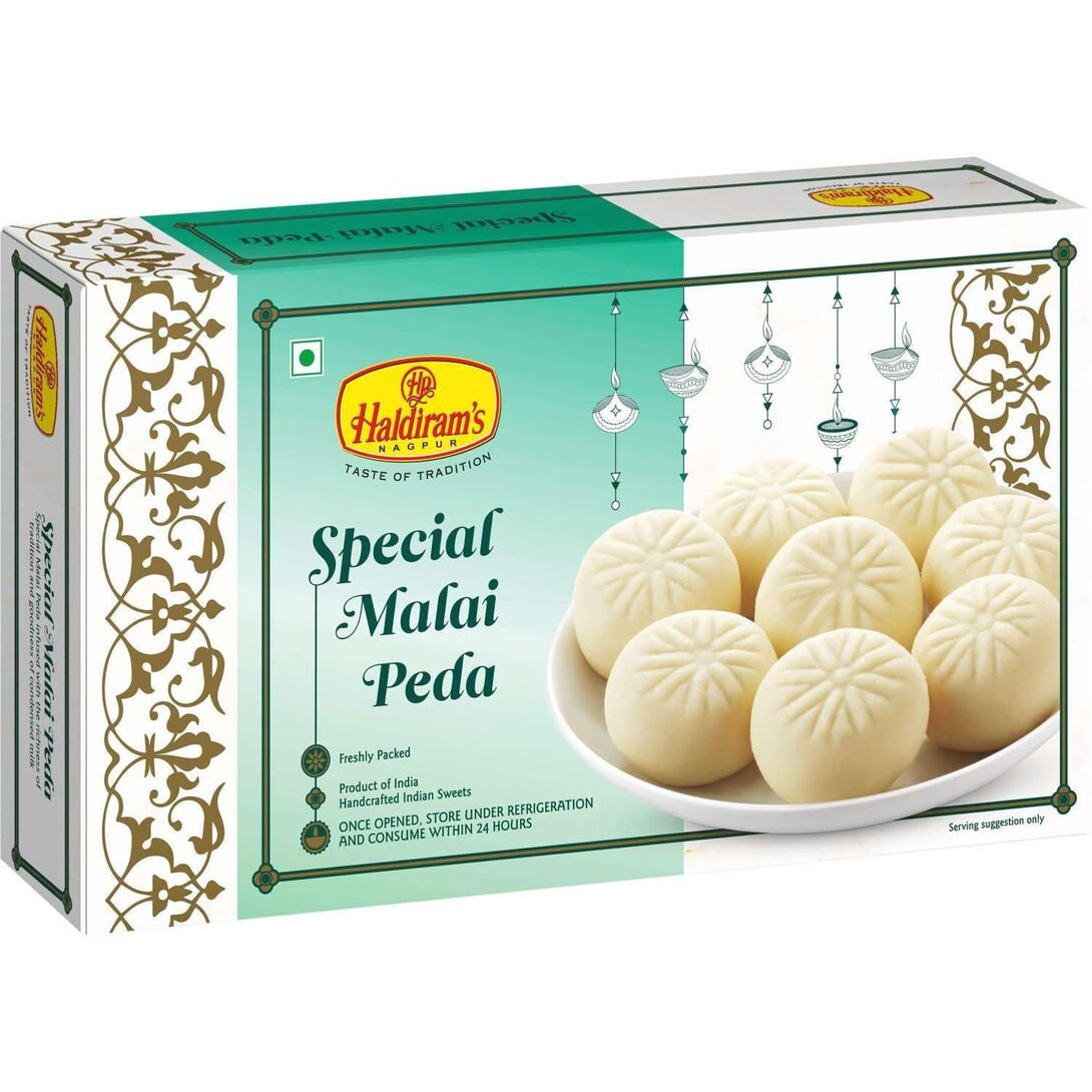 Haldiram's Nagpur Special Malai Peda 250g | Rich & Creamy Indian Sweet | Traditional Mithai for Festivals & Gifting