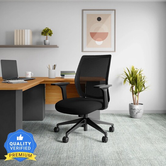 Interio by Godrej Curv Wide Back Fabric Office Arm Chair (user specific