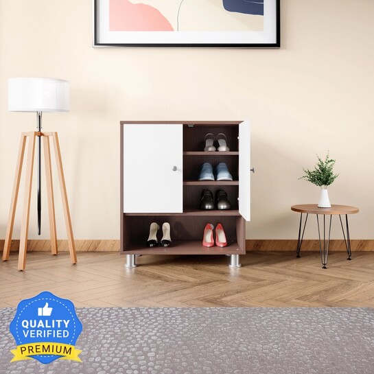 Interio by Godrej Ewa 12-Pairs Engineered Wood Shoe Rack (Brown, 4 Shelves, Knock Down),user specific