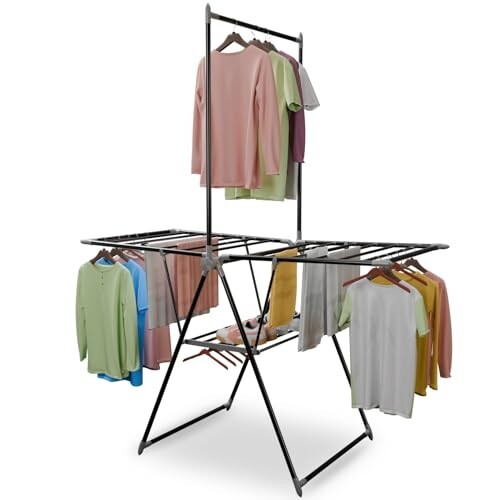 Lifelong Foldable Clothes Drying Stand | Heavy-Duty Alloy Steel Laundry Rack for Balcony & Indoor Use | Multi-Level Cloth Hanger with Rods & Shelves | Rust-Resistant | Drying Stand Rack