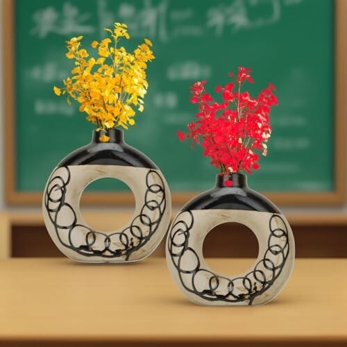 BENAVJI Pots for Plants Lightweight Ceramic Indoor Outdoor Plant Pots, Flower Pot Gamla Vase for Living Room, Balcony, Garden 6 Inch (Cream, Pack of 2)