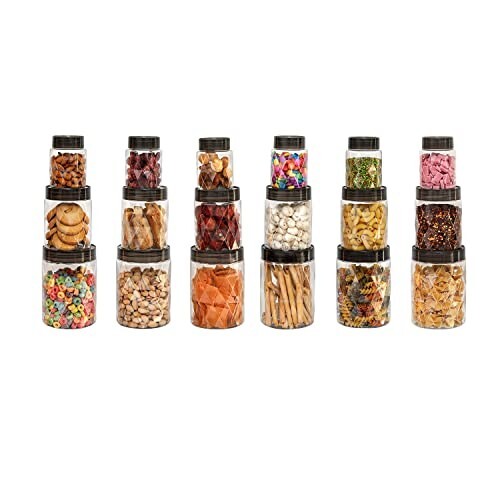 CELLO Diamond Pet Storage Container for Kitchen Set of 18 Pcs Black | [30% Coupon]