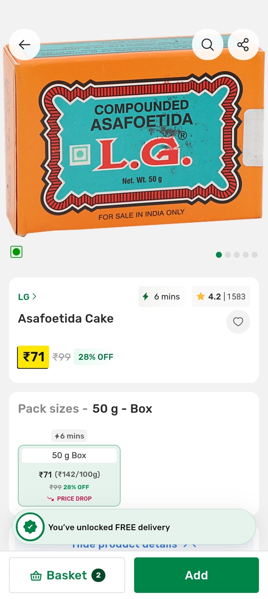 LG asafoetida cake hing 50gms | Desidime
