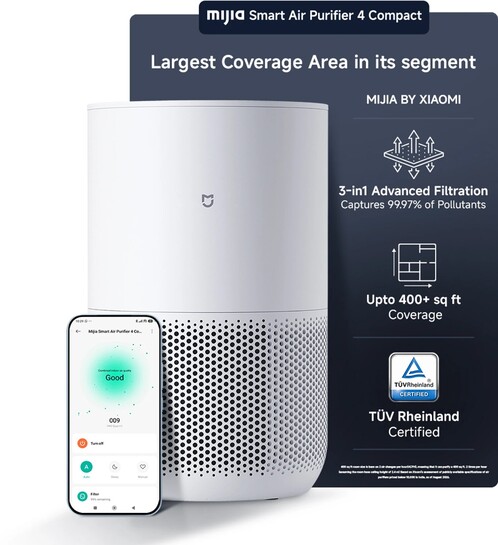 Mijia by Xiaomi Smart Air Purifier 4 Compact I 100 Sq.ft. in 6 mi...more