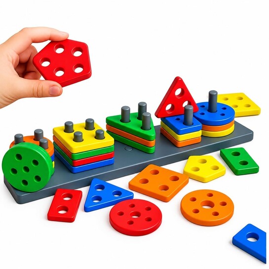 EITHEO Geometric Angle Blocks for Kids | 26 Pcs Montessori Sorting & Stacking Educational Toy | Colorful Shape Sorter Puzzle 1-3 Years | Learning Activity Toy for Boys & Girls
