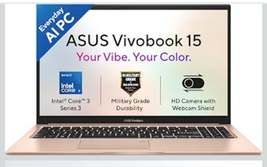 ASUS Vivobook 15 (2026),Intel Core 3 304 (Series 3-Latest Gen),Fingerprint Sensor,8GB RAM,256GB SSD,FHD,15.6"(39.6 cm),Win 11,M365 Basic(1Y),Office 2024,Terra Cotta,1.7 Kg,X1504MA-BQ907WS,AI Laptop