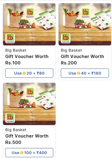 Flipkart- Bigbasket GV 20% off using supercoins (earlier it was 17% off)