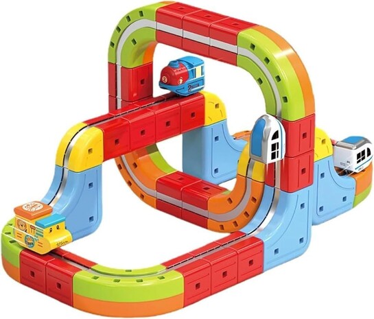 Magnetic Train Set for Kids – 38 Pcs with 1 Train, 36 Re-Assemble Tracks & USB Cable | DIY Magnetic Track Set for Creative Building & STEM Learning | Gift Toy for Boys & Girls 3+ (3-13 Years)