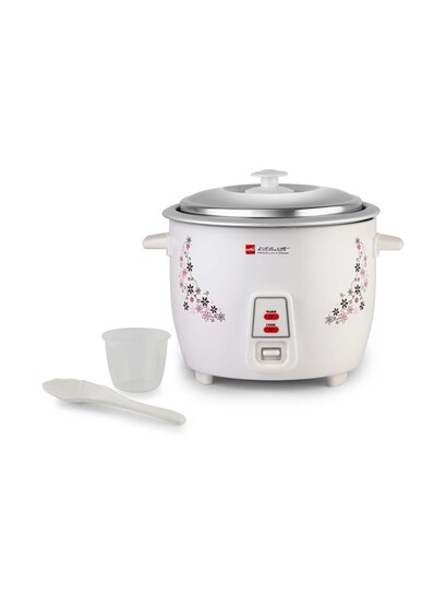Cello White & Pink Printed Electric Rice Cooker - 1.5 L