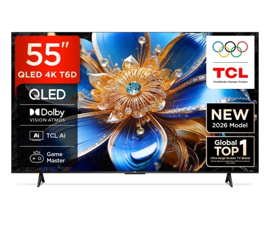 TCL T6D 138.71 cm (55 inch) QLED Ultra HD (4K) Smart Google TV 2026 Edition with HDR10+ Dolby Vision- Atmos 28W HVA Panel TCL AI Slim & Uni body Design on Flipkart