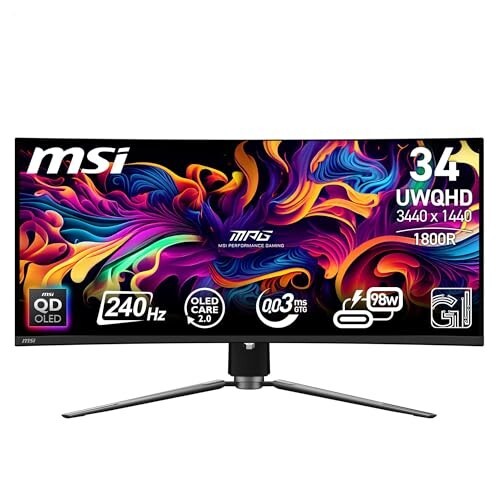MSI MPG 34” QD-OLED Curved Gaming Monitor | 2K UWQHD | 240Hz | 0.03ms