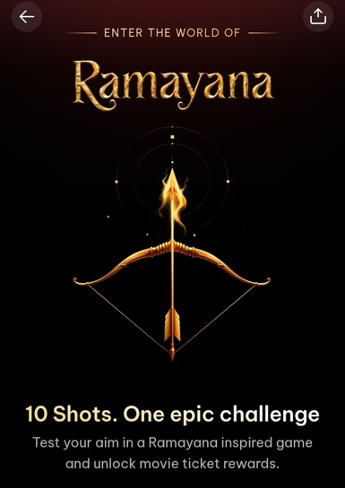 District : Play Game & Win 50% off upto 200Rs on Ramayana Tickets