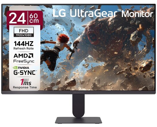 LG 24G411B 60 cm (24 Inch) Ultragear FHD(1920 x 1080) IPS Gaming Monitor, 1ms MBR, 144Hz, HDR10, NVIDIA G-Sync Compatible, AMD FreeSync, HDR10, HDMI, DP, HP Out, Anti-Glare, Slim Stand, Black