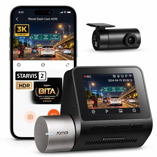 70mai A510 HDR 3K Dual  Dash Cam, BITA 2026