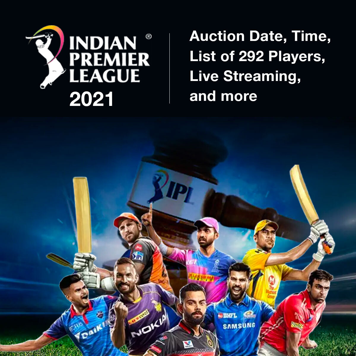 IPL 2021 Auction Date, Time, List of 292 Players, Live Streaming, and