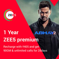 FREE Zee5 Subscription for 12 months with Vodafone Prepaid Plans