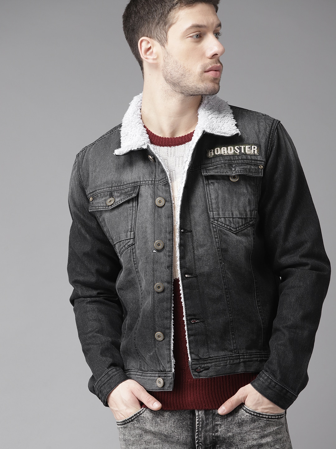 grey colour denim jacket