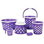 Cello Fusion 6 Piece Plastic Bath Set, Purple | DesiDime