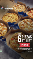 dominos offer 6 pizza in 350 rupees