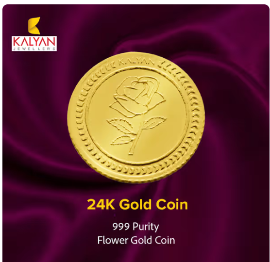 Swiggy Instamart:Kalyan Jewellers 24K (999) g Flower Gold Coin