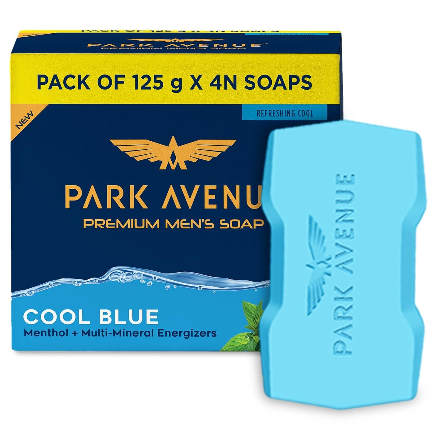 Park Avenue Premium Men's Soaps for Bath – Cool Blue 125g (Pack