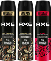 AXE Dark Temptation and Intense Deodorant Spray  -  For Men  (645 ml, Pack of 3)