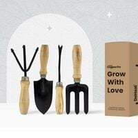 Gardening Hand Tool Kit for Gardening- 4 Pcs (Cultivator, Trowel, Garden Fork, Single Prong Weeder | Gardening Tools for Home Garden | Durable Home Garden Tool Kit for Soil